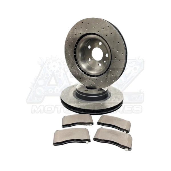 FOR TESLA MODEL S LONG RANGE FRONT DRILLED PERFORMANCE BRAKE DISCS 355MM & PADS 2 X NEW FRONT