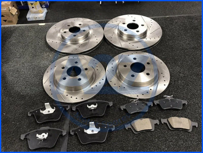 FORD KUGA BRAKE DISC CROSS DRILLED GROOVED FRONT REAR BRAKE PADS 320+319mm
