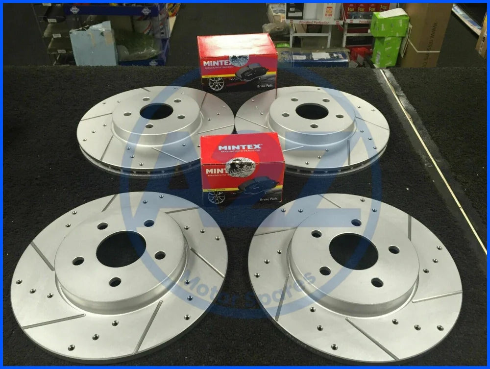 FORD MONDEO MK3 2000-2007 FRONT REAR DRILLED GROOVED BRAKE DISCS & MINTEX PADS