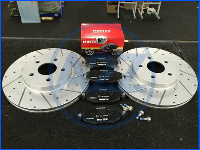 FORD MONDEO MK3 TDCI ST155 ST220 FRONT DRILLED GROOVED BRAKE DISCS MINTEX PADS