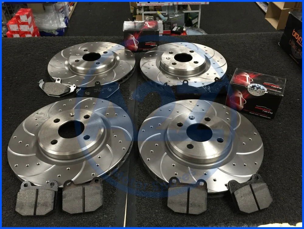 LOTUS ELISE MK2 CROSS DRILLED GROOVED BRAKE DISC MINTEX BRAKE PADS FRONT REAR