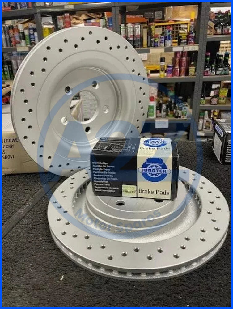 MUSTANG ecoBOOST 2.3 V6 V8 2015-18 CROSS DRILLED PERFORMANCE BRAKE DISC PAD REAR