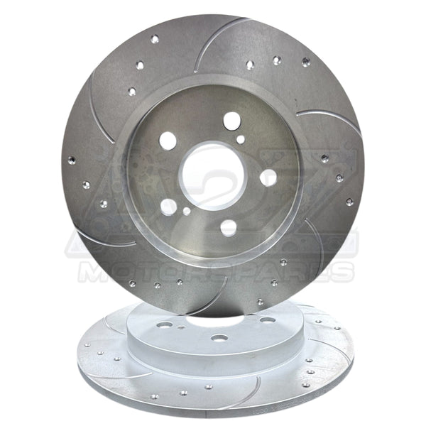PAIR REAR BRAKE DISC DRILLED GROOVED FITS LEXUS CT200H 1.8 2010 21 Prius