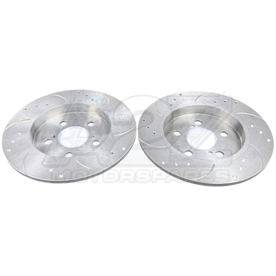 PAIR REAR BRAKE DISC DRILLED GROOVED FITS LEXUS CT200H 1.8 2010 21 Prius