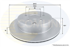 For Nissan Infiniti Elgrand Murano  rear drilled brake discs pair 307mm