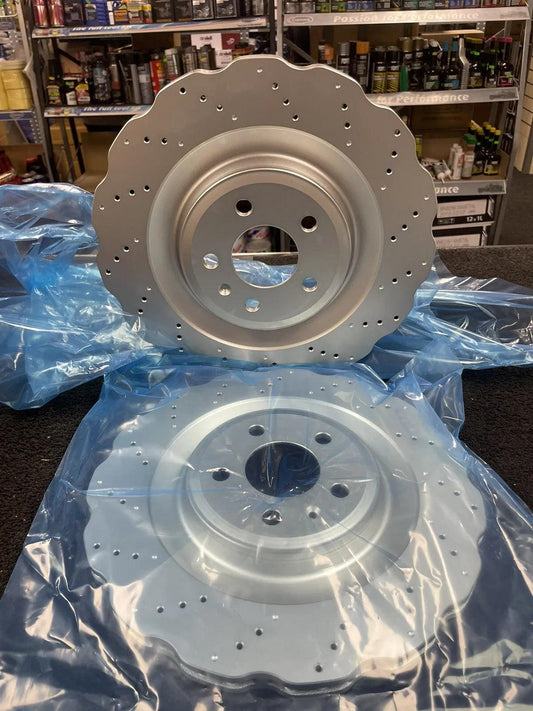 FOR AUDI RS7 2013-2018 2 WAVEY REAR BRAKE DISC PAIR