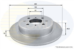 ROVER MG ZR 160 ZS 180 REAR GROOVED BRAKE DISC 260MM DIAMETER 260x100