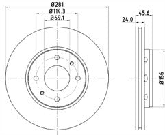 FOR MITSUBISHI CARISMA 1.3 1.6 1.8 1.9 VOLVO S40 V40 2 X FRONT BRAKE DISCS 281MM