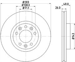 2x Brake Discs Pair Vented fits PEUGEOT 407 6D 6E 1.6D Front 04 to 10 283mm Set
