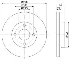 2x Brake Discs Pair Vented fits FORD SCORPIO Mk2 2.3 Front 96 to 98 Y5A 260mm