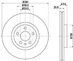 2x Brake Discs Pair Vented fits CITROEN SYNERGIE Front 2.0 2.0D 95 to 02 281mm