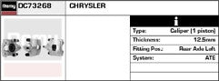 REAR BRAKE CALIPER LH NS SIDE FOR CHRYSLER VOYAGER GRAND VOYAGER 1996-07