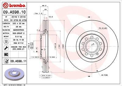 FOR AUDI A4  A6 S4 S6 ALLROAD 320MM FRONT ORIGNAL BREMBO BRAK DISCS PAIR