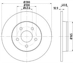 FORD FOCUS MK2 C-MAX BRAKE DISCS BRAKE PADS REAR MINTEX 280MM DIAMETER 