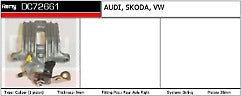 OS RH REAR BRAKE CALIPERS + SLIDER  PIN GUIDES AUD A3 TT BEETLE OCTAVIA 232 DISC