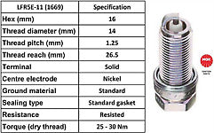 4 x NGK ­LFR5E-11 1669 SPARK PLUGS FOR NISSAN
