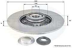 REAR BRAKE DISCS C2 PICASSO 307 249MM WITH ABS RING AND WHEEL BEARING FITTED 