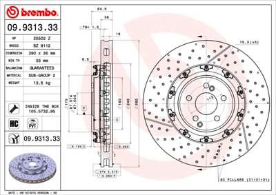 FOR MERCEDES C63 AMG GT FROMT 390MM BRAKE DISCS A2304211212
