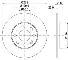 FRONT BRAKE DISCS X2 236mm FITS DAEWOO VAUXHALL MINTEX MDC322