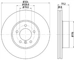 FOR BMW 520 525 530 630 E60 E61 MINTEX FRONT VENTED BRAKE DISC SET 324MM