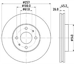 FOR NISSAN ALMERA SUNNY GTI-R 257MM FRONT BRAKE DISC MINTEX C-TECH MDC864DG