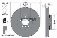 BMW E60 E61 E63 E64 535d 635d 550i FRONT 348MM X 36MM TEXTAR BRAKE DISCS ONLY
