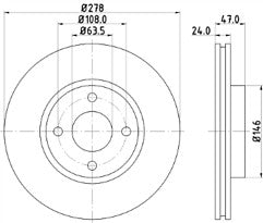 FORD COUGAR 2.5 V6 MONDEO ST24 FRONT MINTEX BRAKE DISCS 278mm