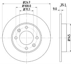 2x Brake Discs Pair Solid fits PEUGEOT 1007 KM Rear 1.6 1.6D 2005 on 247mm Set