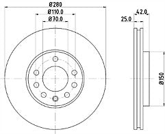 FOR VAUXHALL ASTRA ZAFIRA FRONT DRILLED GROOVED BRAKE DISCS 280MM 5 STUD