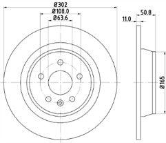 FOR FORD MONDEO GALAXY S-MAX KUGA 2007 ON REAR BRAKE DISC BRAKE PADS  302mm