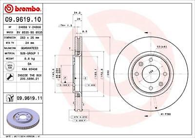 CITROEN C3/C5/XSARA/DS FRONT BRAKE DISCS.BREMBO 09.9619.10.Vented.