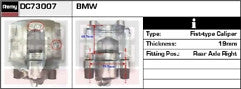 BRAKE CALIPER REAR RH DRIVER SIDE BMW 3SER E46 TOURER ESTATE VENTED REAR DISC 