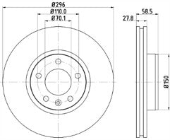 2x Brake Discs Pair Vented fits OPEL OMEGA B Front 2.5 2.5D 94 to 03 296mm Set