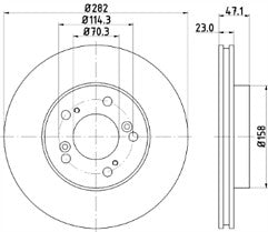 BRAKE DISCS X2 282mm VENTED FRONT FITS HONDA HR-V INTEGRA MINTEX MDC998