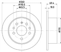 Rear Brake Discs x2 for Saab 900 2.0 / 2.3 / 2.5 1994-1996 MDC1008