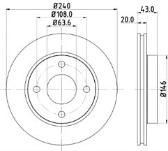 2x Brake Discs Pair Vented fits FORD FIESTA Mk6 Front 1.6 1.6D 2008 on 258mm Set