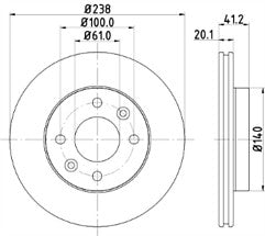 2x Brake Discs Pair Vented fits RENAULT MEGANE Mk1 Front 1.4 1.6 96 to 00 238mm