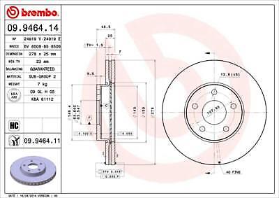 FOR FORD FOCUS C-MAX VOLVO FRONT BREMBO 278MM BRAKE DISCS 09.9464.11