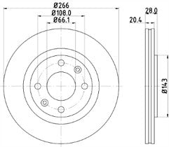 BRAKE DISCS X2 266mm FRONT FITS CITROEN PEUGEOT MINTEX MDC990