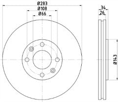 FOR 206 GTI CITROEN BERLINGO C3 DS3 CROSSLAND  MINTEX FRONT BRAKE DISCS 283MM