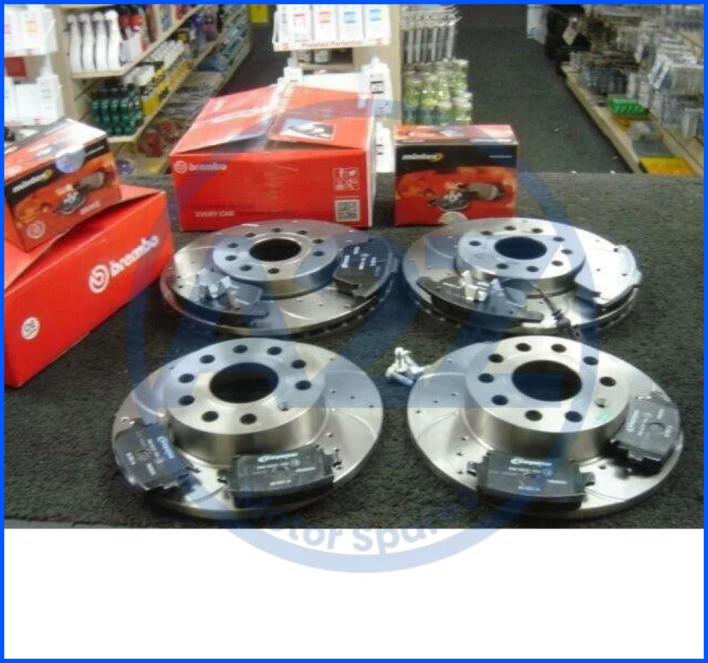 SEAT LEON FR TECHNOLOGY TDi TFSi 184 BRAKE DISC CROSS DRILLED BREMBO MINTEX PAD