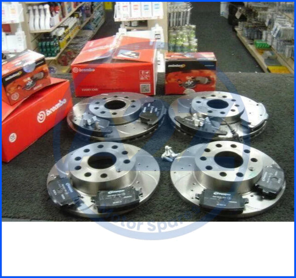 SEAT LEON FR TECHNOLOGY TDi TFSi 184 BRAKE DISC CROSS DRILLED BREMBO MINTEX PAD