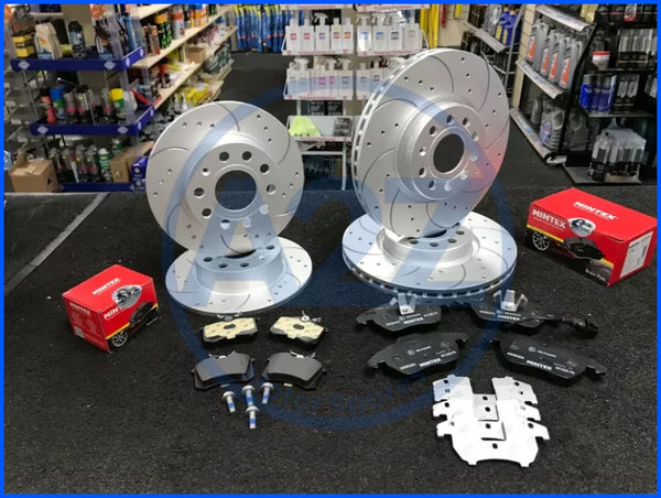 VW GOLF MK5 2.0GT TDI 170 1.4 TSi BRAKE DISC DRILLED GROOVED BRAKE PAD