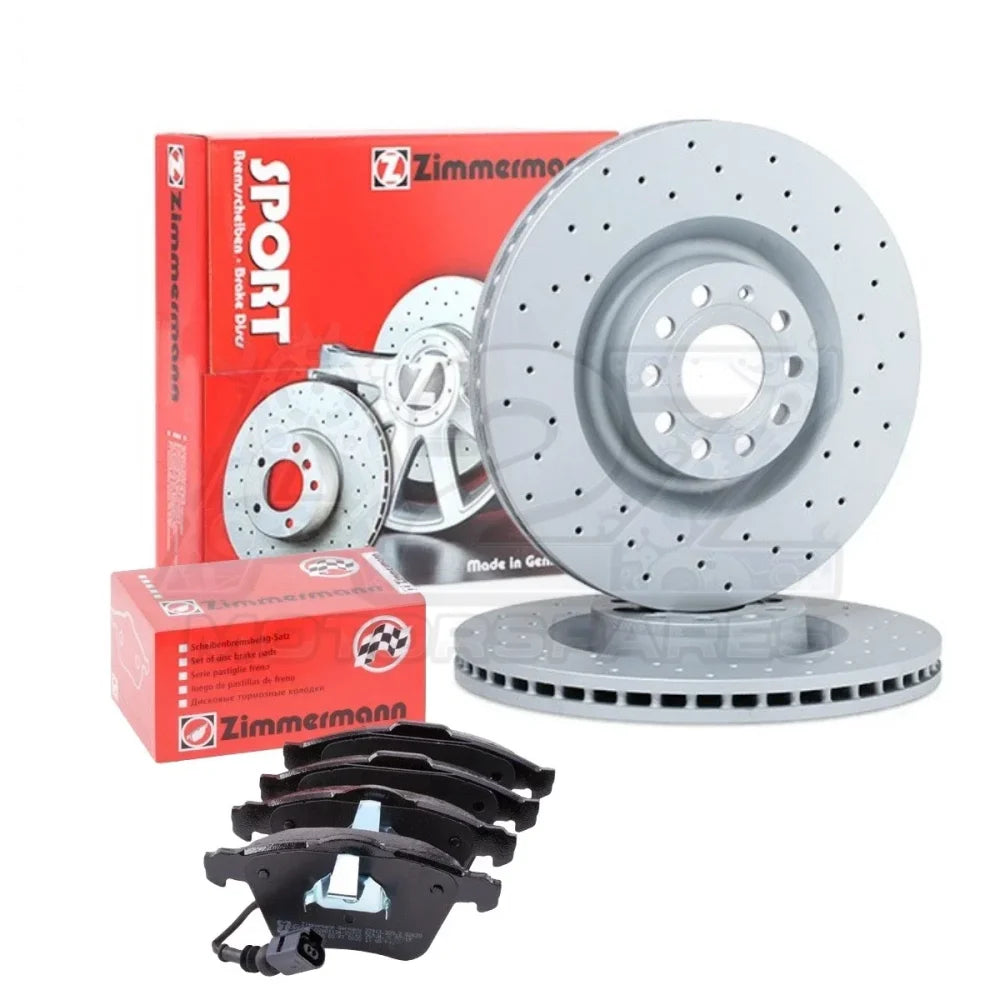 VW Golf MK6 2.0 Type R (09) Zimmermann Front Drilled 345mm Brake Discs + Pads