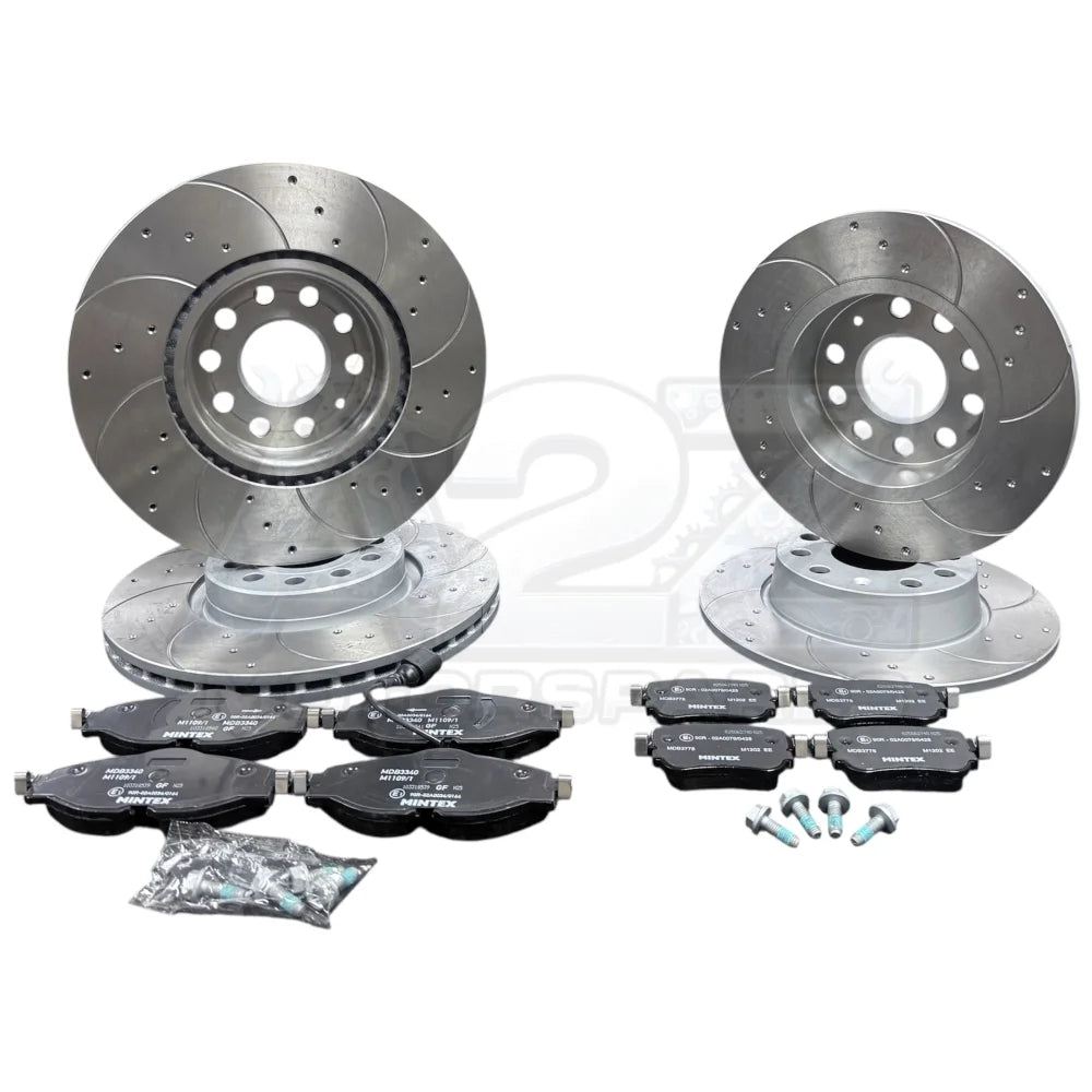 VW GOLF MK7 1.5TSi R LINE EVO DRILLED GROOVED BRAKE DISCS PADS FRONT REAR SET
