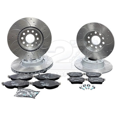 VW GOLF MK7 1.5TSi R LINE EVO DRILLED GROOVED BRAKE DISCS PADS FRONT REAR SET