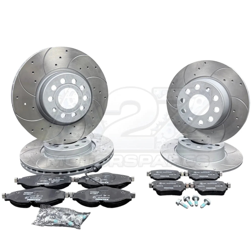 VW GOLF MK7 1.5TSi R LINE EVO DRILLED GROOVED BRAKE DISCS PADS FRONT REAR SET