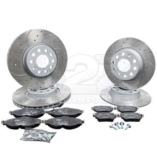 VW GOLF MK7 1.5TSi R LINE EVO DRILLED GROOVED BRAKE DISCS PADS FRONT REAR SET