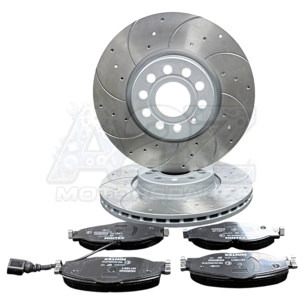 VW GOLF MK7 1.5TSi R LINE EVO DRILLED GROOVED BRAKE DISCS PADS FRONT REAR SET