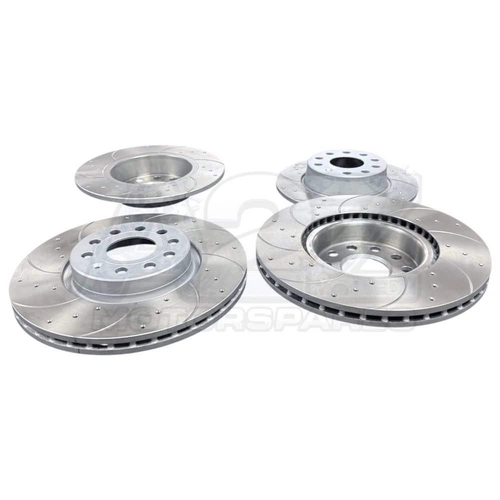 VW GOLF MK7 1.5TSi R LINE EVO DRILLED GROOVED BRAKE DISCS PADS FRONT REAR SET